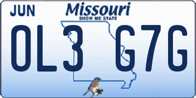 MO license plate OL3G7G