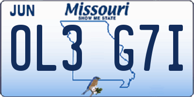 MO license plate OL3G7I