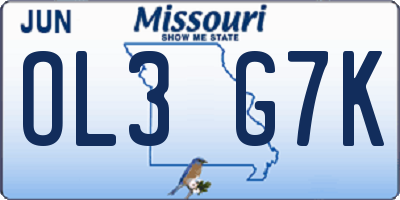 MO license plate OL3G7K