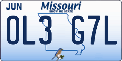 MO license plate OL3G7L