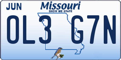 MO license plate OL3G7N