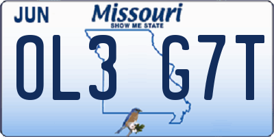MO license plate OL3G7T