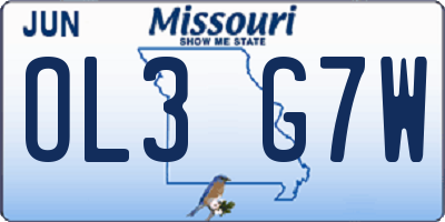 MO license plate OL3G7W