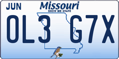 MO license plate OL3G7X