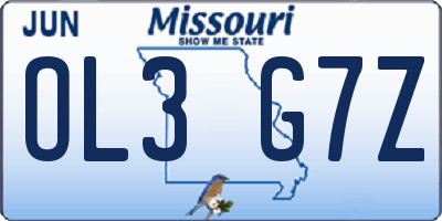 MO license plate OL3G7Z