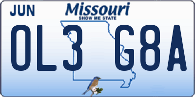 MO license plate OL3G8A