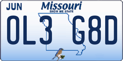 MO license plate OL3G8D