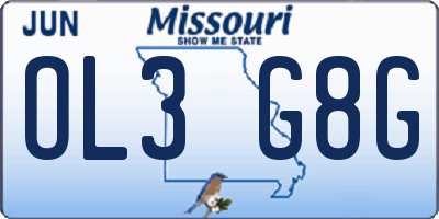 MO license plate OL3G8G