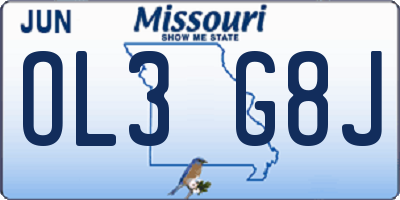 MO license plate OL3G8J