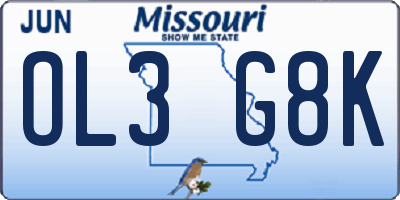 MO license plate OL3G8K