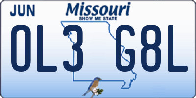 MO license plate OL3G8L