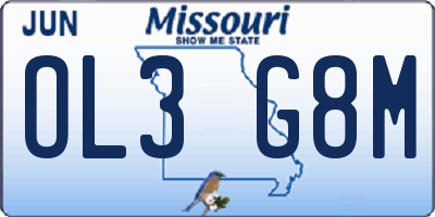 MO license plate OL3G8M