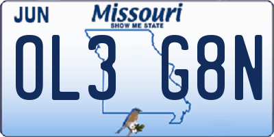 MO license plate OL3G8N