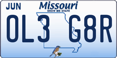 MO license plate OL3G8R