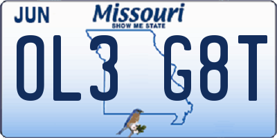 MO license plate OL3G8T