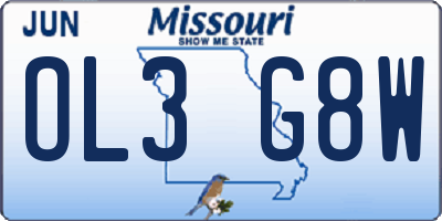 MO license plate OL3G8W