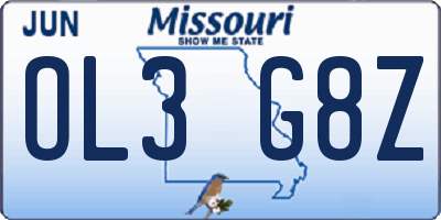 MO license plate OL3G8Z