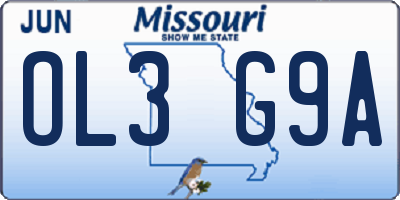 MO license plate OL3G9A