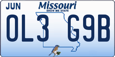 MO license plate OL3G9B
