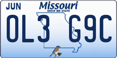 MO license plate OL3G9C