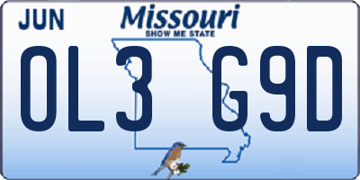 MO license plate OL3G9D