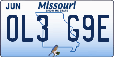 MO license plate OL3G9E
