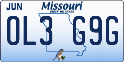 MO license plate OL3G9G
