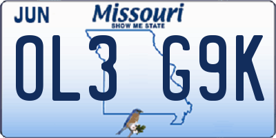 MO license plate OL3G9K