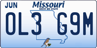 MO license plate OL3G9M