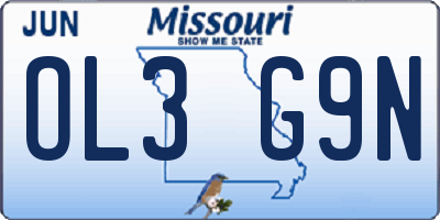 MO license plate OL3G9N