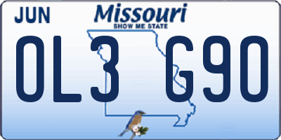 MO license plate OL3G9O
