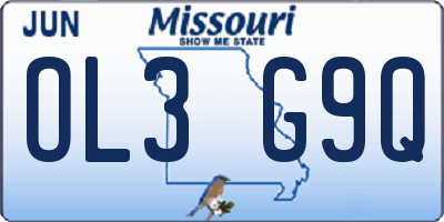 MO license plate OL3G9Q