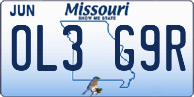 MO license plate OL3G9R