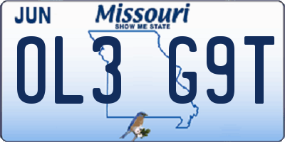 MO license plate OL3G9T