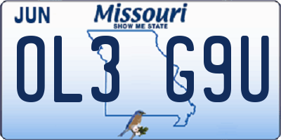 MO license plate OL3G9U