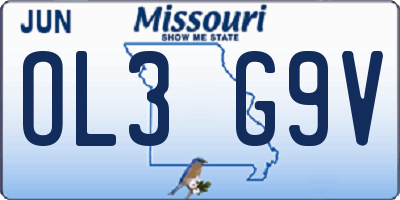 MO license plate OL3G9V