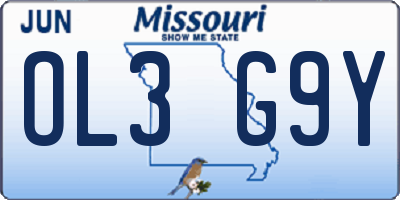 MO license plate OL3G9Y
