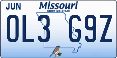 MO license plate OL3G9Z