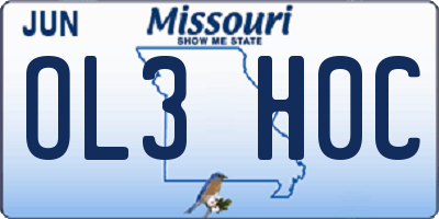 MO license plate OL3H0C