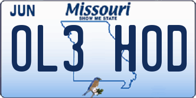 MO license plate OL3H0D
