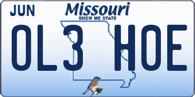 MO license plate OL3H0E