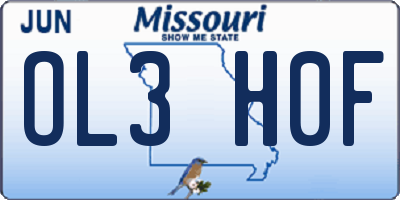 MO license plate OL3H0F