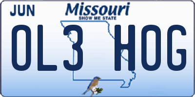 MO license plate OL3H0G