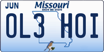 MO license plate OL3H0I