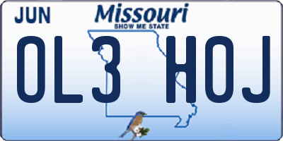 MO license plate OL3H0J