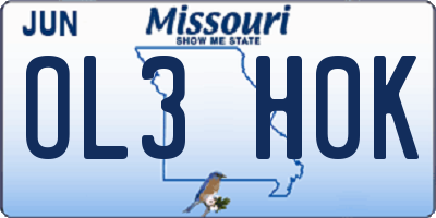 MO license plate OL3H0K