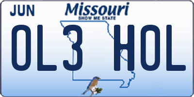 MO license plate OL3H0L