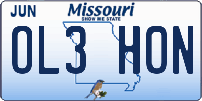 MO license plate OL3H0N
