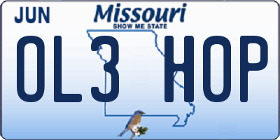 MO license plate OL3H0P