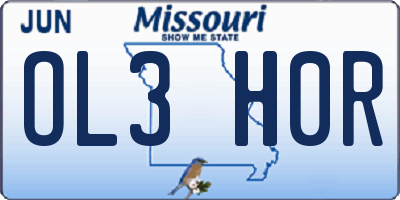 MO license plate OL3H0R